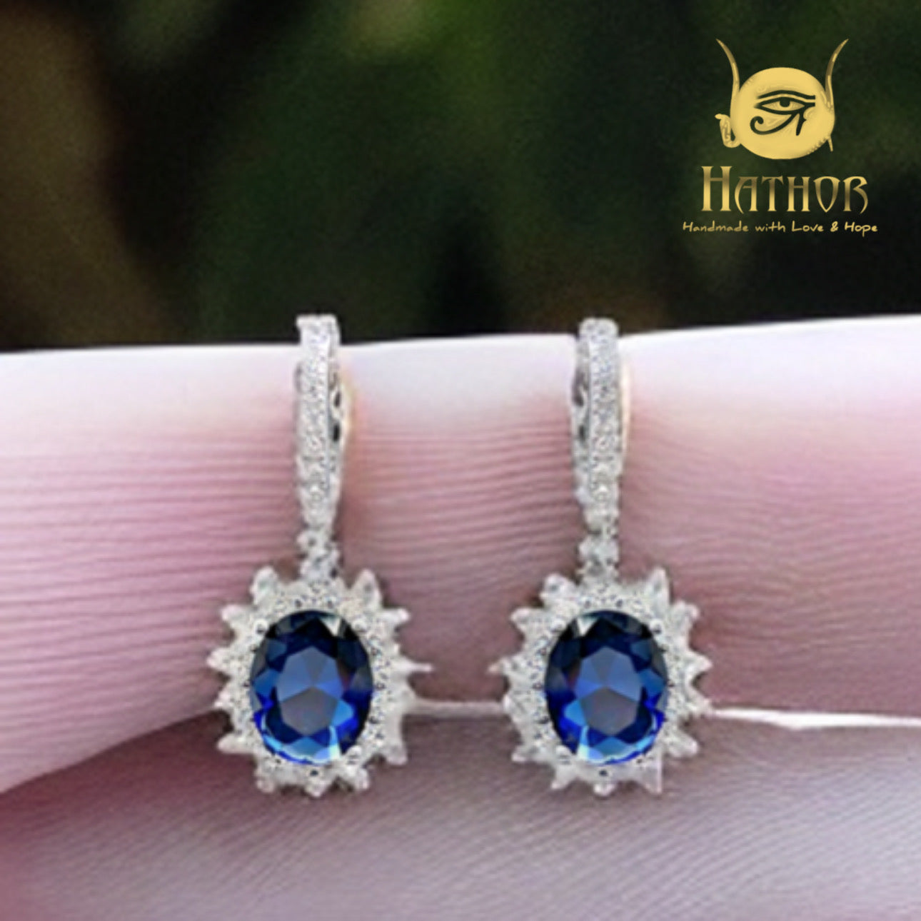 925 Sterling Silver Sapphire Earrings