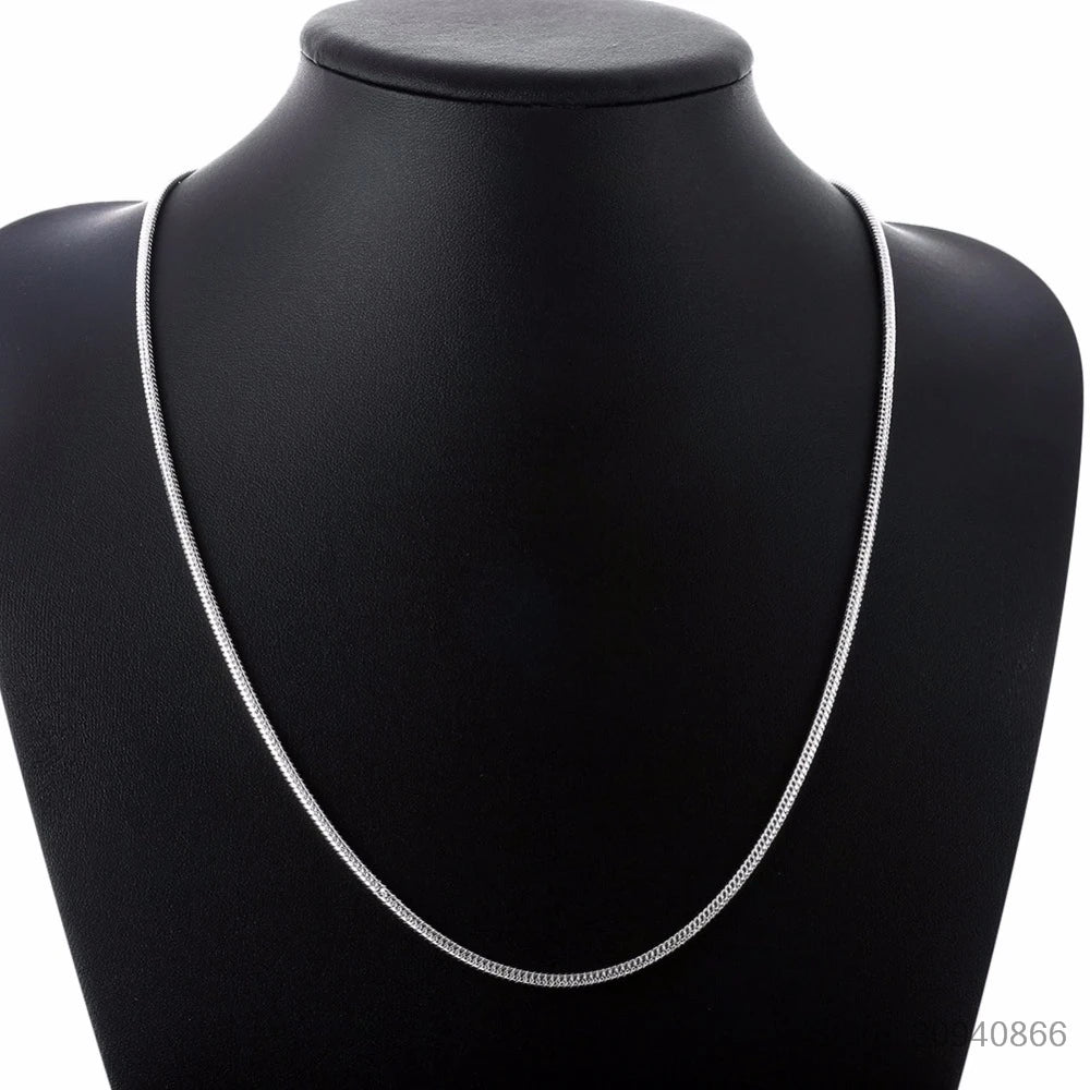 Genuine 925 Silver 2mm Round Snake Chain Necklace 40cm 45cm 50cm 55cm 60cm 65cm 70cm 75cm Women Men Necklace Chain