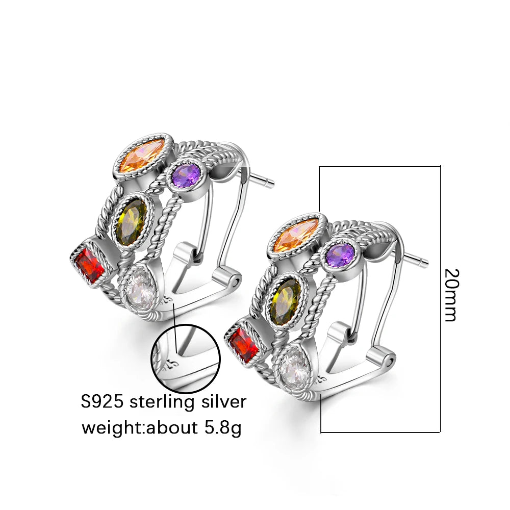 S925 Sterling Silver Jewelry Ear Nails Ear buckle Retro Hollow Fashion Women's Earrings for Party Birthday Gift