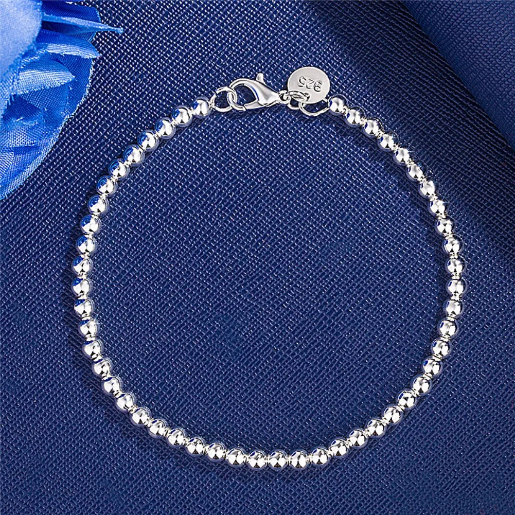 Christmas gifts charm 925 Sterling Bracelet 4MM beads chain for woman Popular brands jewelry fashion Wedding party