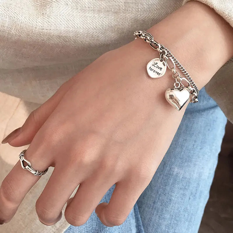 925 Sterling Silver Charms Bracelets For Women Fashion Retro Bracelet Valentine's Day Present Charm Bracelet