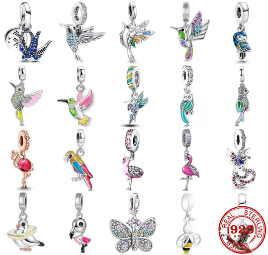 New 925 Sterling Silver Hummingbirds and swallows Pendant Charm Bead fit Original pendant Bracelet Trinket DIY Women Jewelry