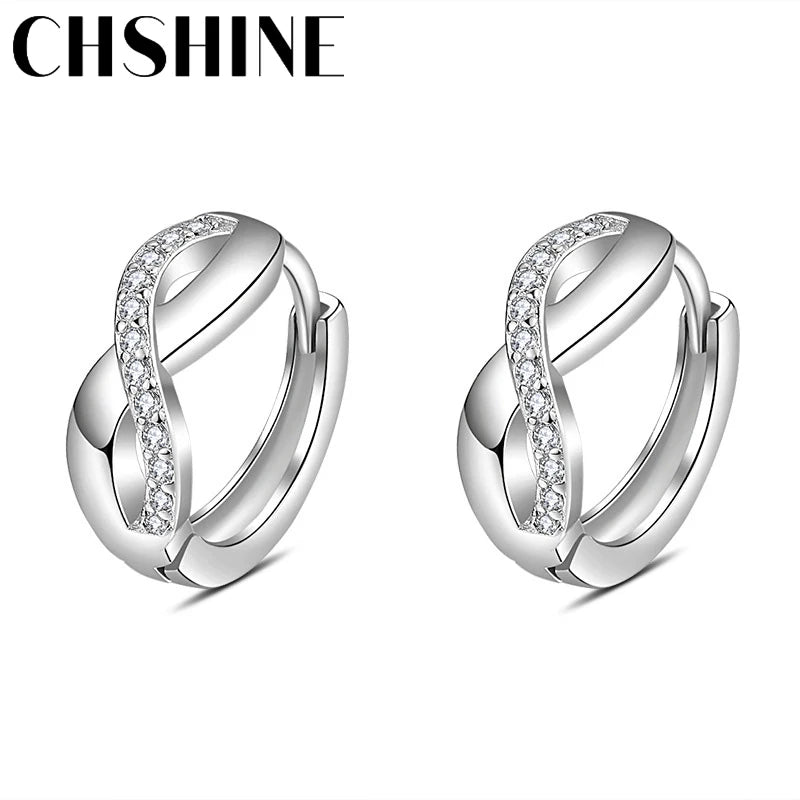 CHSHINE 925 Sterling Silver Twist Zircon Earrings For Women Wedding Banquet Party Fashion Jewelry