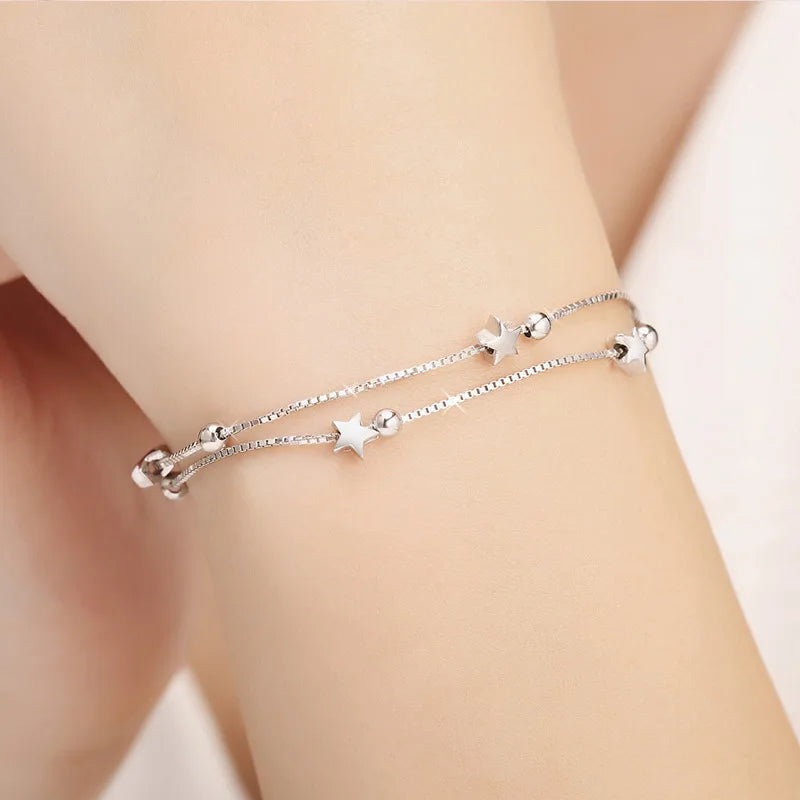 Original luxury designer 925 Sterling silver charm stars Bracelets for women fashion party Wedding engagement Jewelry gifts