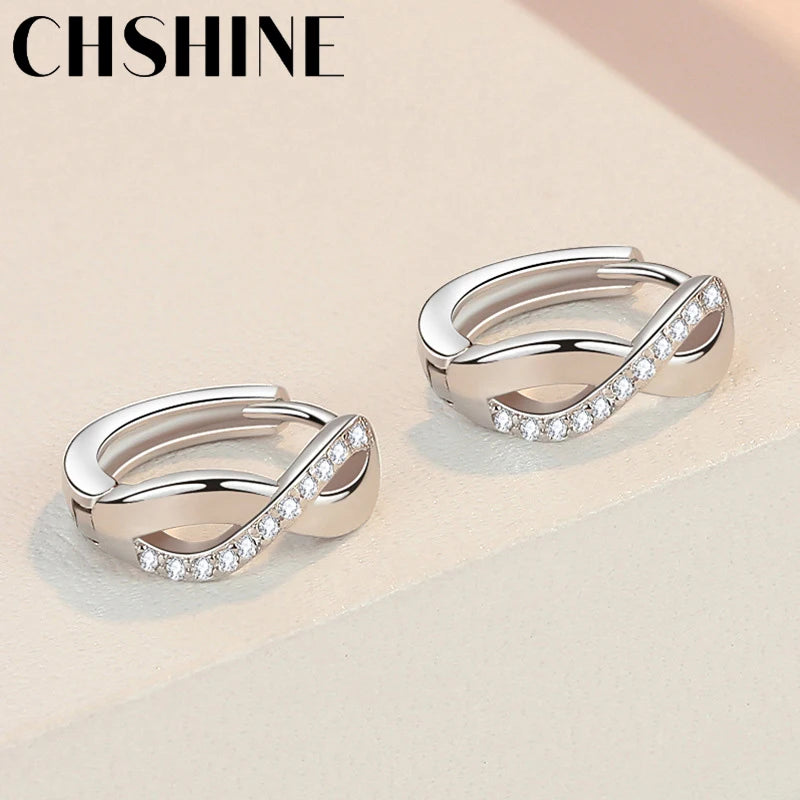 CHSHINE 925 Sterling Silver Twist Zircon Earrings For Women Wedding Banquet Party Fashion Jewelry