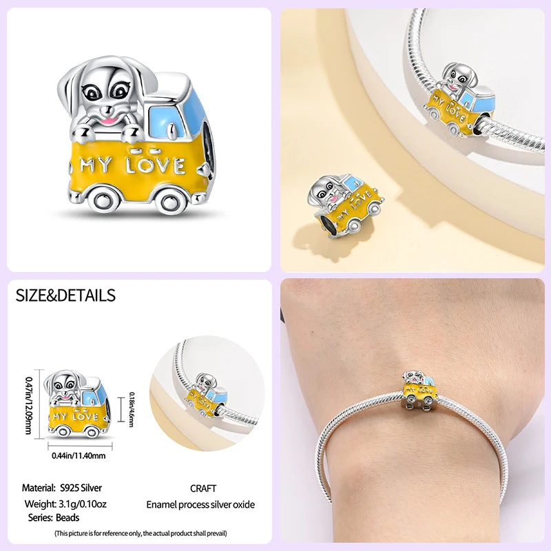 925 Sterling Silver Graduation Season Series Colored Owl Bachelor's Hat Charms Beads Fit Qikaola Original Bracelets DIY Jewelry