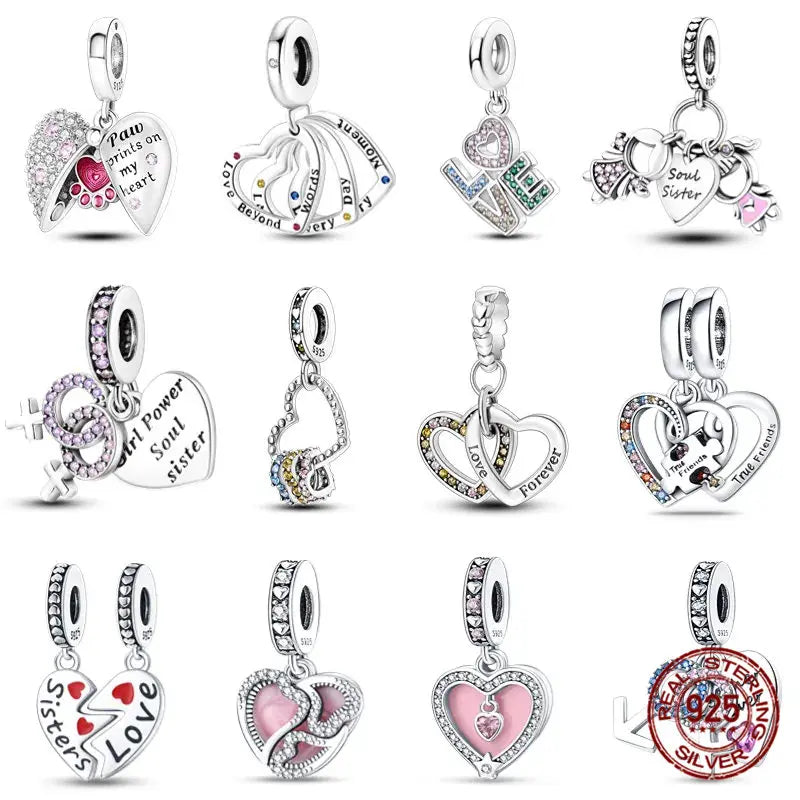 925 Sterling Silver Heart Shape Charms Beads Fit Original Pandora DIY Jewelry For Lover Mom Women Sister Best Valentine Gift