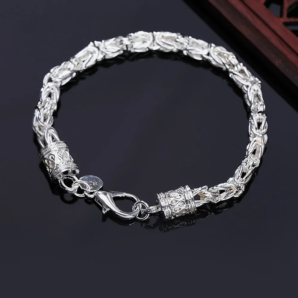 925 Sterling Silver Chain Exquisite Twisted Bracelet Fashion Charm Chain Women Men Solid Wedding Cute Simple Models Jewelry