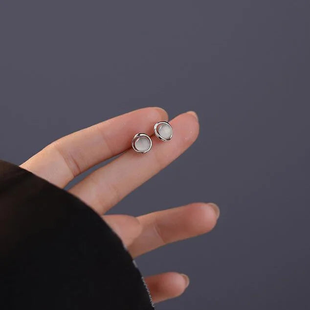 SOFTPIG Real 925 Sterling Silver Irregular Moonstone Stud Earrings For Women Classic Fine Jewelry Minimalist Accessories