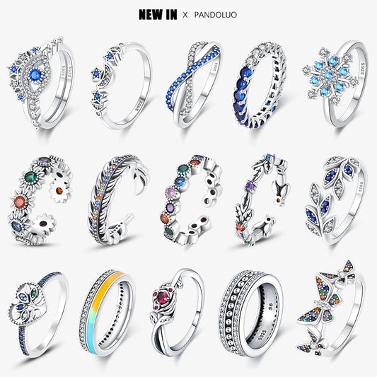 2023 New in Blue Zircon Eye Modeling Rings Jewelry Gift 925 Silver Anniversary Engagement Rings Various Styles One Size Fits All