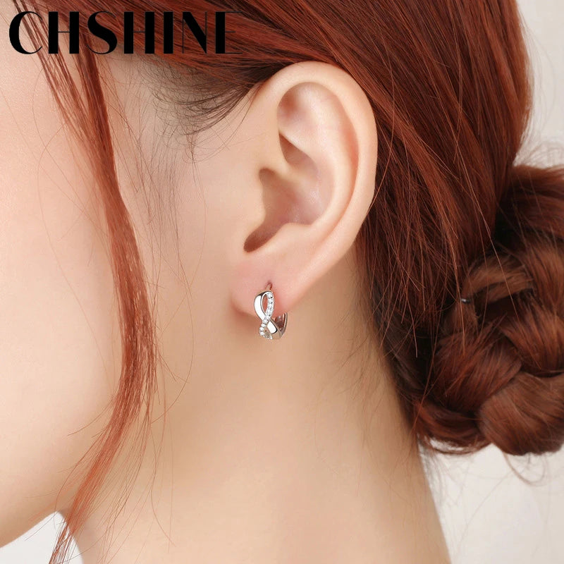 CHSHINE 925 Sterling Silver Twist Zircon Earrings For Women Wedding Banquet Party Fashion Jewelry