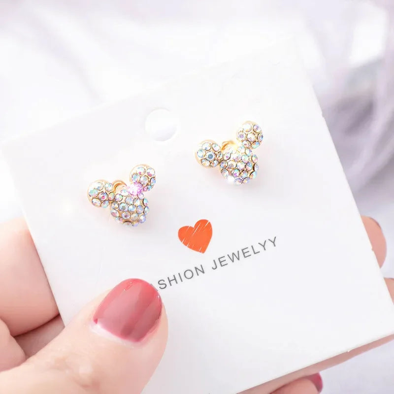 Disney Cartoon Mickey Mouse S925 Sterling Silver Needle Simple High Quality Korean Earrings Female Jewelry Fashion Accessorie