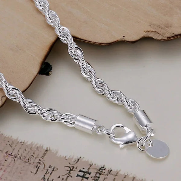 925 Sterling Silver Chain Exquisite Twisted Bracelet Fashion Charm Chain Women Men Solid Wedding Cute Simple Models Jewelry