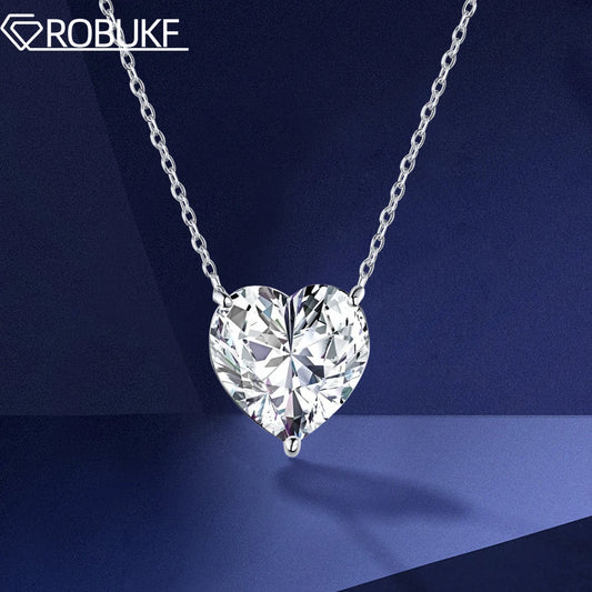 10*10mm 4ct Heart Moissanite Pendent Necklace for Women D Color VVS Diamond with Certificate S925 Silver Plated 18K Neck Chain