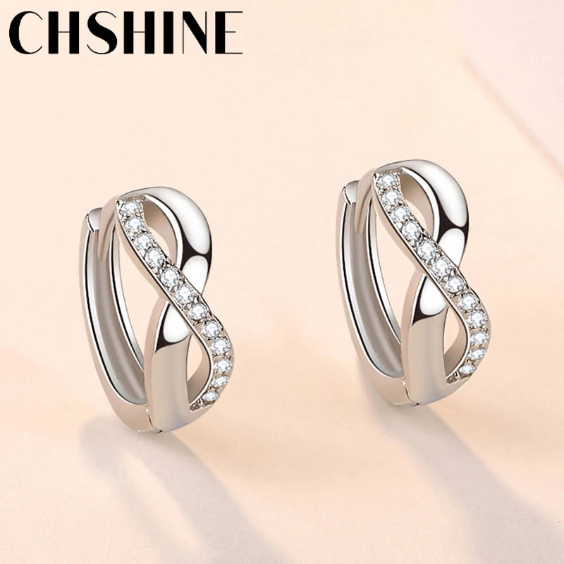 CHSHINE 925 Sterling Silver Twist Zircon Earrings For Women Wedding Banquet Party Fashion Jewelry