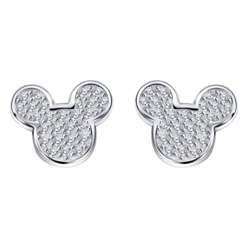 Disney Cartoon Mickey Mouse S925 Sterling Silver Needle Simple High Quality Korean Earrings Female Jewelry Fashion Accessorie